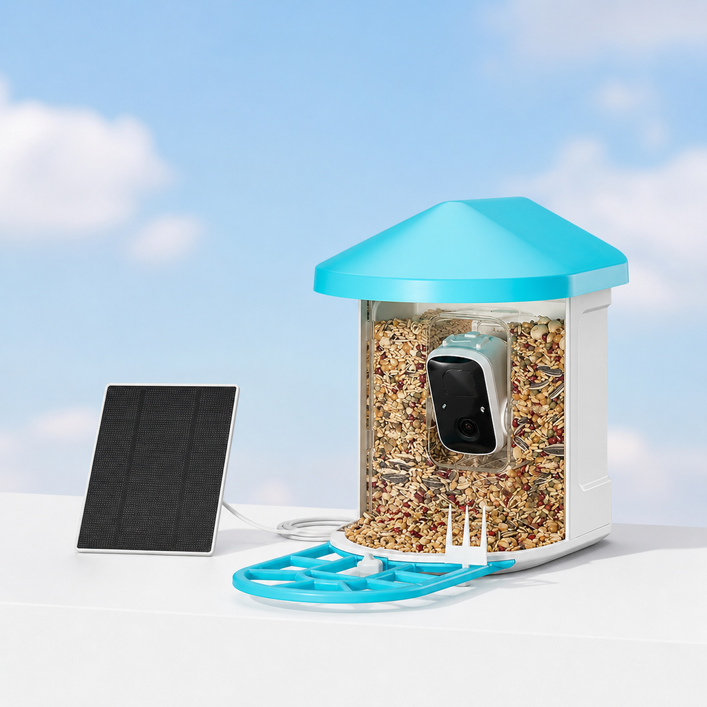 External 3 W solar panel of the BirdNook bird feeder